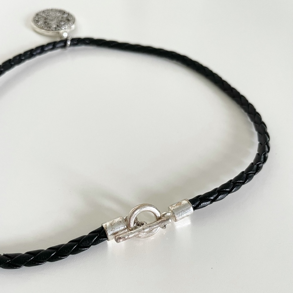Black Braided Medallion Necklace - Picture 8 of 11